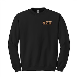 Sudadera de cuello redondo con letras griegas bordadas de la Fraternidad Delta Sigma Pi