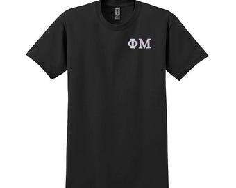 Phi Mu Sorority Embroidered Greek Letter T-shirt