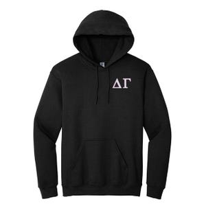 Sudadera con capucha con letras griegas bordadas de la hermandad Delta Gamma