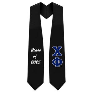 Estola de graduación con letras griegas de sarga de la fraternidad Chi Phi