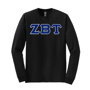 Camiseta de manga larga con letras griegas de la Fraternidad Zeta Beta Tau