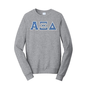 Sudadera premium de cuello redondo con letras griegas de la hermandad Alpha Xi Delta