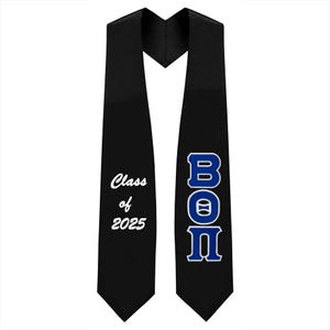 Estola de graduación con letras griegas de sarga de la fraternidad Beta Theta Pi