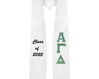 Alpha Gamma Delta Sorority Tackle Twill Greek Letter Graduation Stole