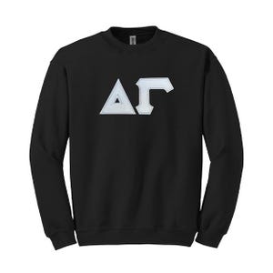 Sudadera de cuello redondo con letras griegas de la hermandad Delta Gamma