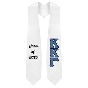 Estola de graduación con letras griegas de sarga de la hermandad Kappa Kappa Gamma