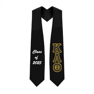 Estola de graduación con letras griegas de sarga de la hermandad Kappa Alpha Theta