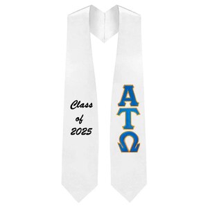 Estola de formatura com letras gregas em sarja Alpha Tau Omega Fraternity Tackle