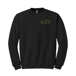Alpha Omega Tau Sorority besticktes Sweatshirt mit griechischem Buchstaben und Rundhalsausschnitt