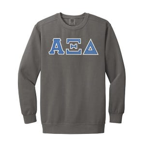 Sudadera con cuello redondo y letras griegas de la hermandad Alpha Xi Delta con colores cómodos