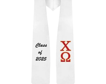 Chi Omega Sorority Embroidered Graduation Stole