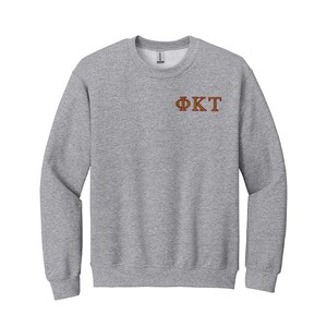 Sudadera de cuello redondo con letras griegas bordadas de la fraternidad Phi Kappa Tau