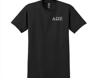 Alpha Omega Epsilon Sorority Embroidered Greek Letter T-shirt