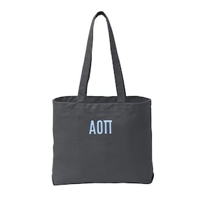 Alpha Omicron Pi Sorority Tote Bag Embroidered Greek Letters