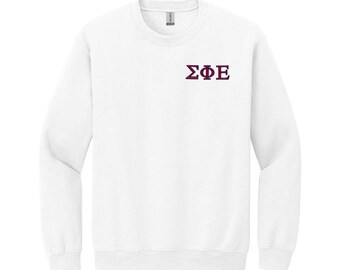 Sigma Phi Epsilon Fraternity Embroidered Greek Letter Crewneck Sweatshirt