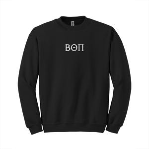 Sudadera de cuello redondo con letras griegas bordadas del Centro de Fraternidad Beta Theta Pi