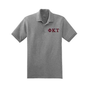 Phi Kappa Tau Fraternity Polo Embroidered Greek Letters