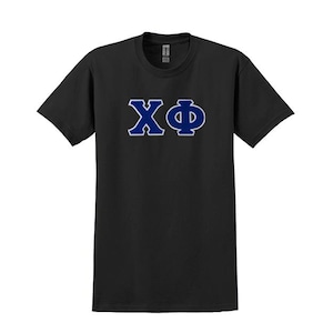 Camiseta con letras griegas de la fraternidad Chi Phi