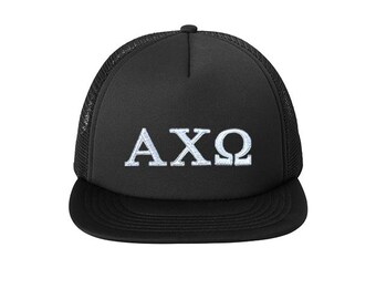 Alpha Chi Omega Sorority Foam Trucker Hat Embroidered Greek Letters
