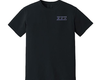 Sigma Sigma Sigma Embroidered Sorority T-shirt, Comfort Colors