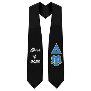 Estola de graduación con letras griegas de sarga de la fraternidad Delta Upsilon