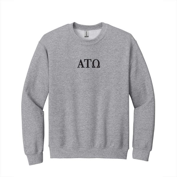 Alpha Tau Omega Fraternity Embroidered Official Letters Crewneck Sweatshirt