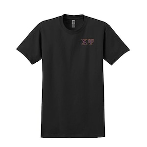 Chi Psi Brüderlichkeit Gesticktes griechisches Buchstaben-T-Shirt