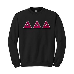Sudadera de cuello redondo con letras griegas de la hermandad Delta Delta Delta
