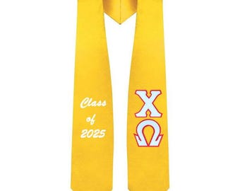 Chi Omega Sorority Tackle Twill Greek Letter Graduation Stole