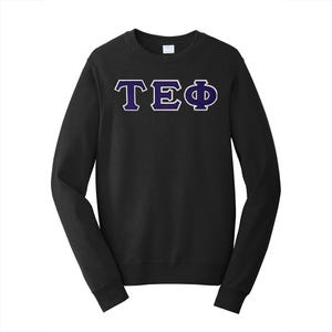 Sudadera premium de cuello redondo con letras griegas de la fraternidad Tau Epsilon Phi