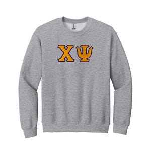 Sudadera de cuello redondo con letras griegas de la fraternidad Chi Psi
