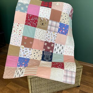 keepsake blanket, baby’s memory blanket, personalised custom quilt, great gift option, 1st birthday gift, christmas gift, from baby clothes