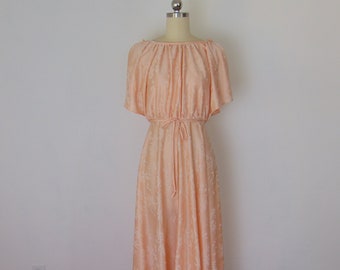 80s formal peach evening gown size small