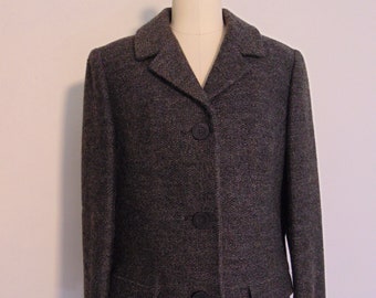 60s Jackie O style gray wool tweed suit size medium
