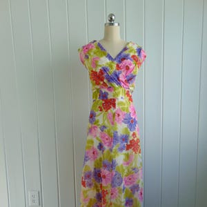 60s floral chiffon cocktail dress size XL volup