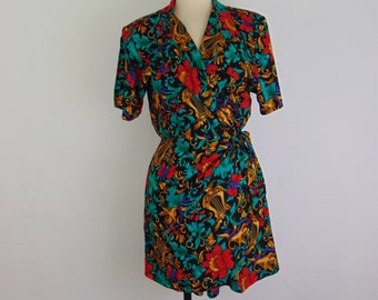 90s rayon romper jumpsuit in Baroque print size medium