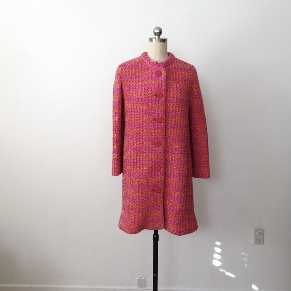 60s Italian mod sweater coat in hot pink Bloomingdales size small