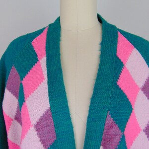 60s oversized harlequin cardigan jacket size large image 3