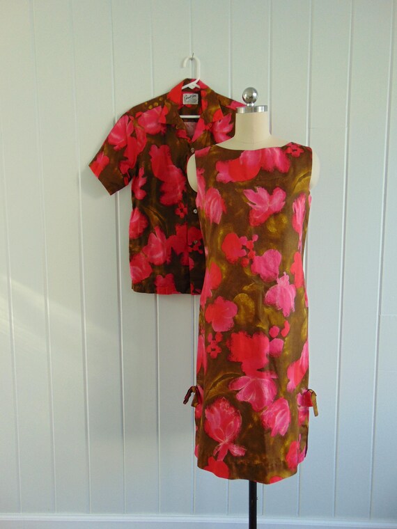 60s cotton Sun Fashions Hawaiian honeymoon set size small