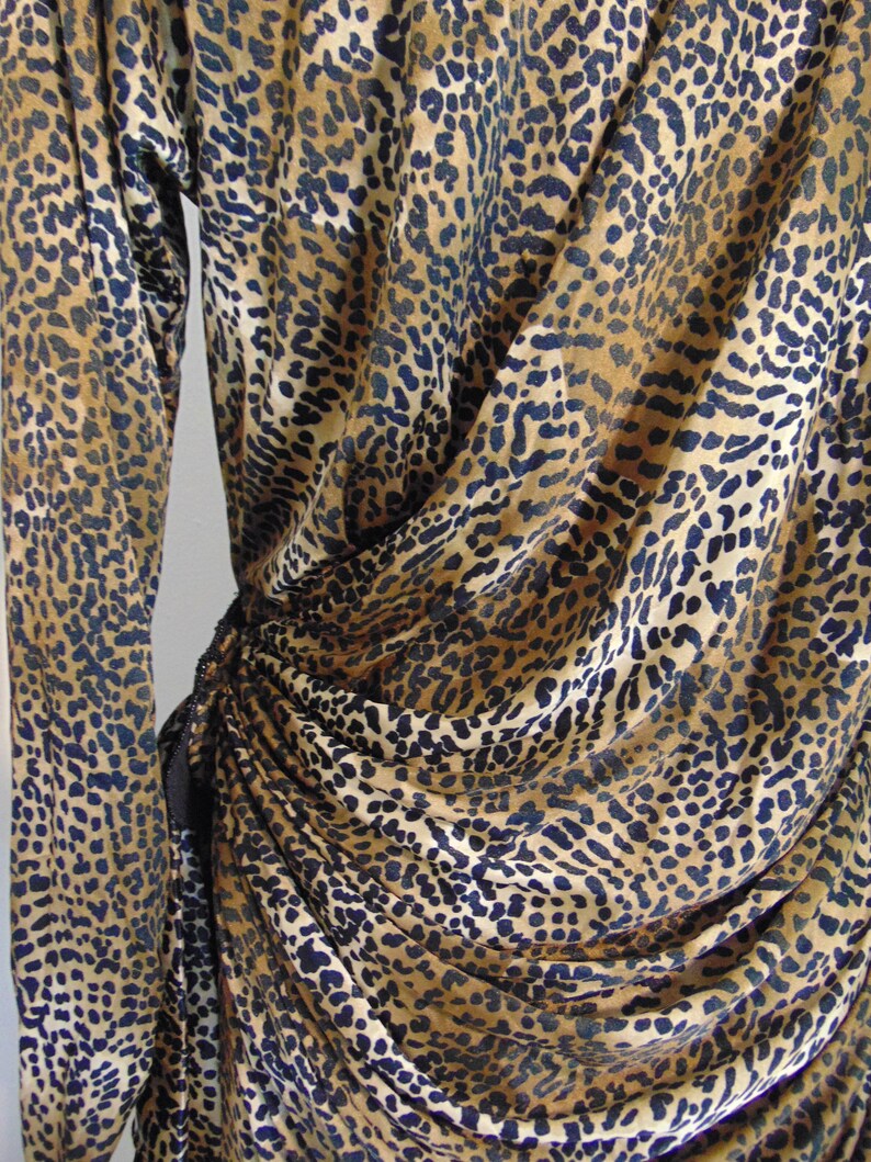 80s leopard print wrap cocktail dress size medium