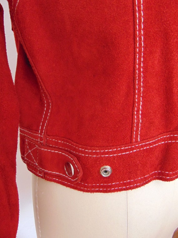 70s red suede cropped jacket size medium - image 9