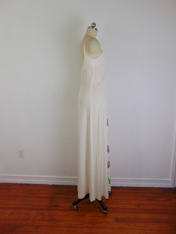 70s hand painted maxi dress with Orchids size sma… - image 6