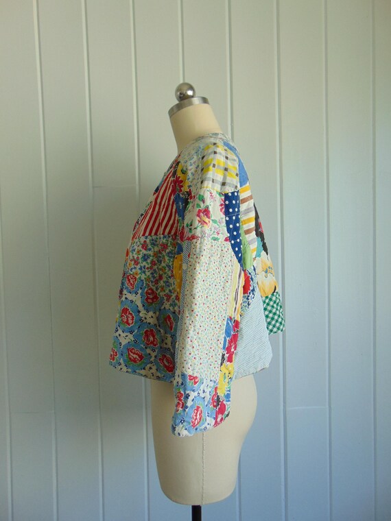 70s patchwork quilt cropped jacket size medium - image 8