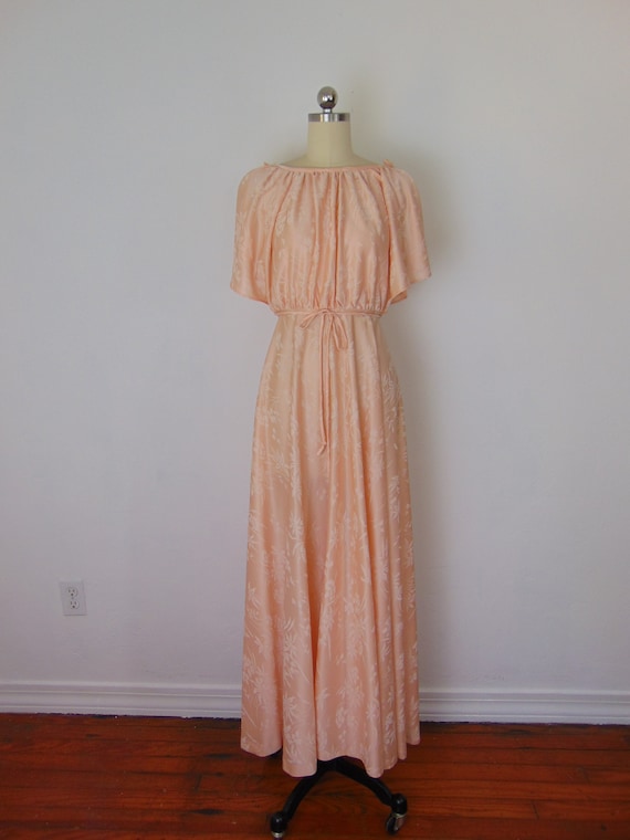 80s formal peach evening gown size small