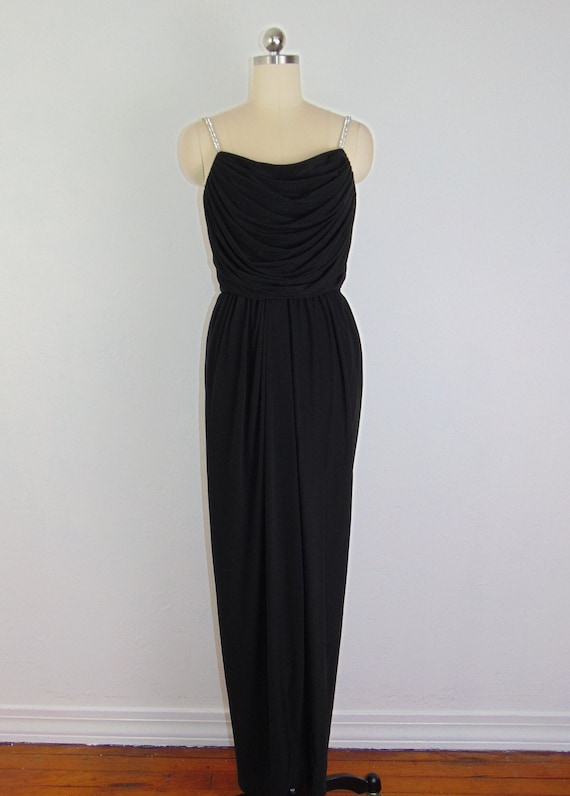 80s Rimini draped black evening gown size medium