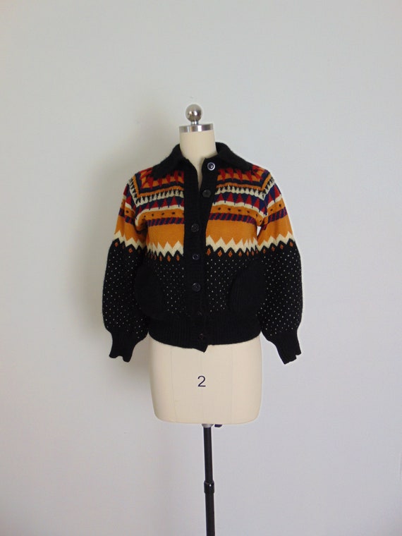 70s geometric cardigan size small