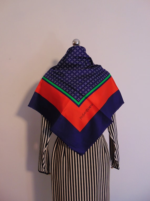 70s large silk scarf by Yves Saint Laurent YSL