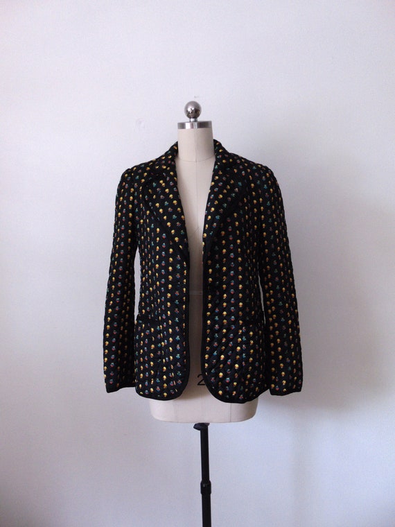 70s calico Quilted blazer by Youth Guild size smal