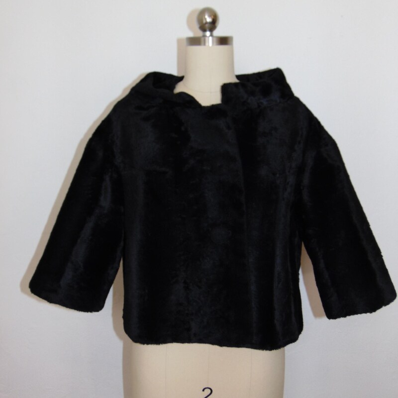 Cream fur cover up crop jacket