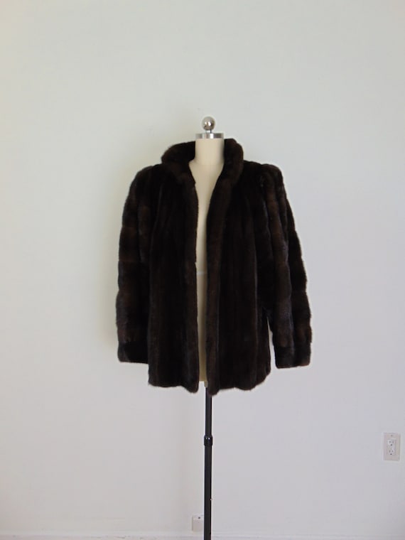 80s chocolate MINK Lanvin jacket size medium - image 1